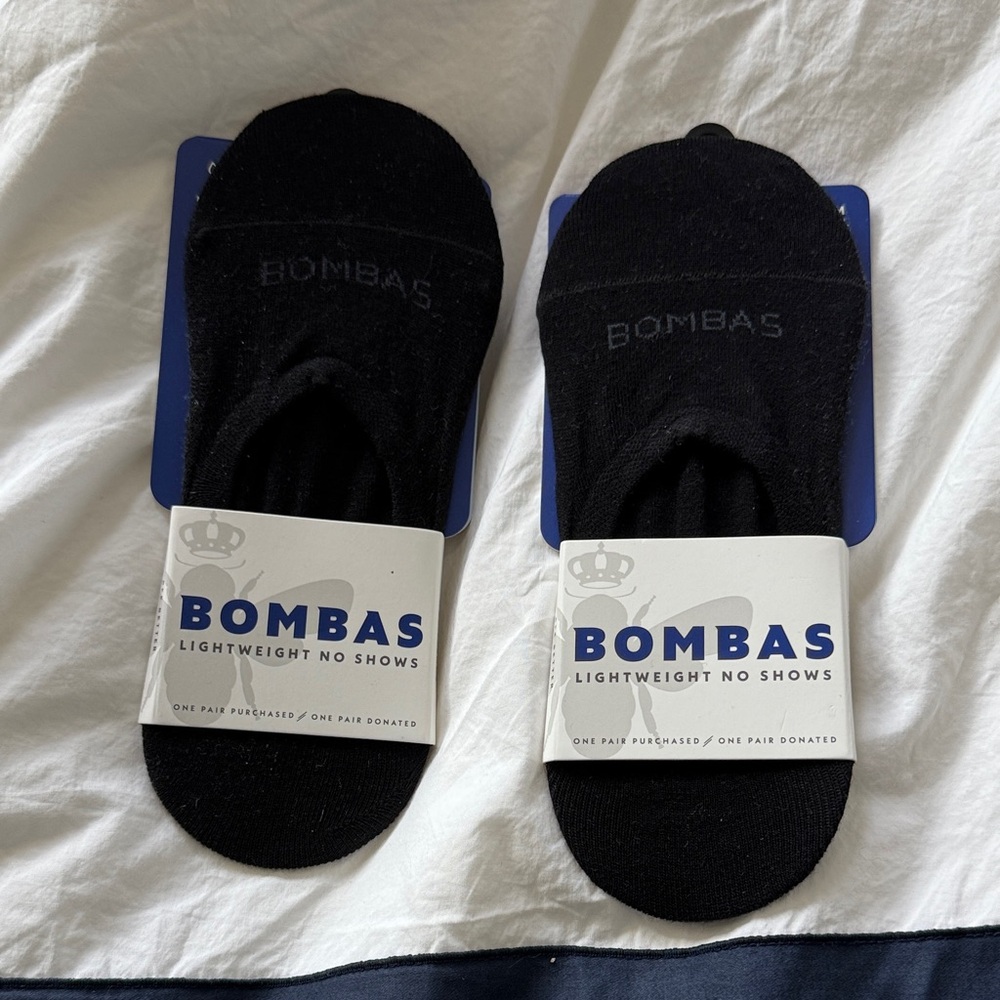 Bombas women's Lightweight Black No Show Socks - NWT - set of two